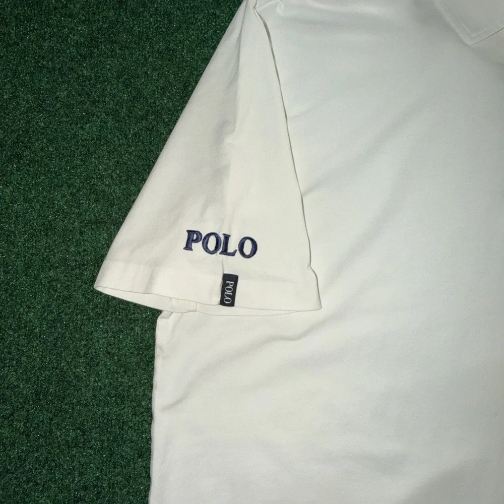 Polo Golf Ralph Lauren Stretch Lisle Polo Mens XL White/ Blue Horse